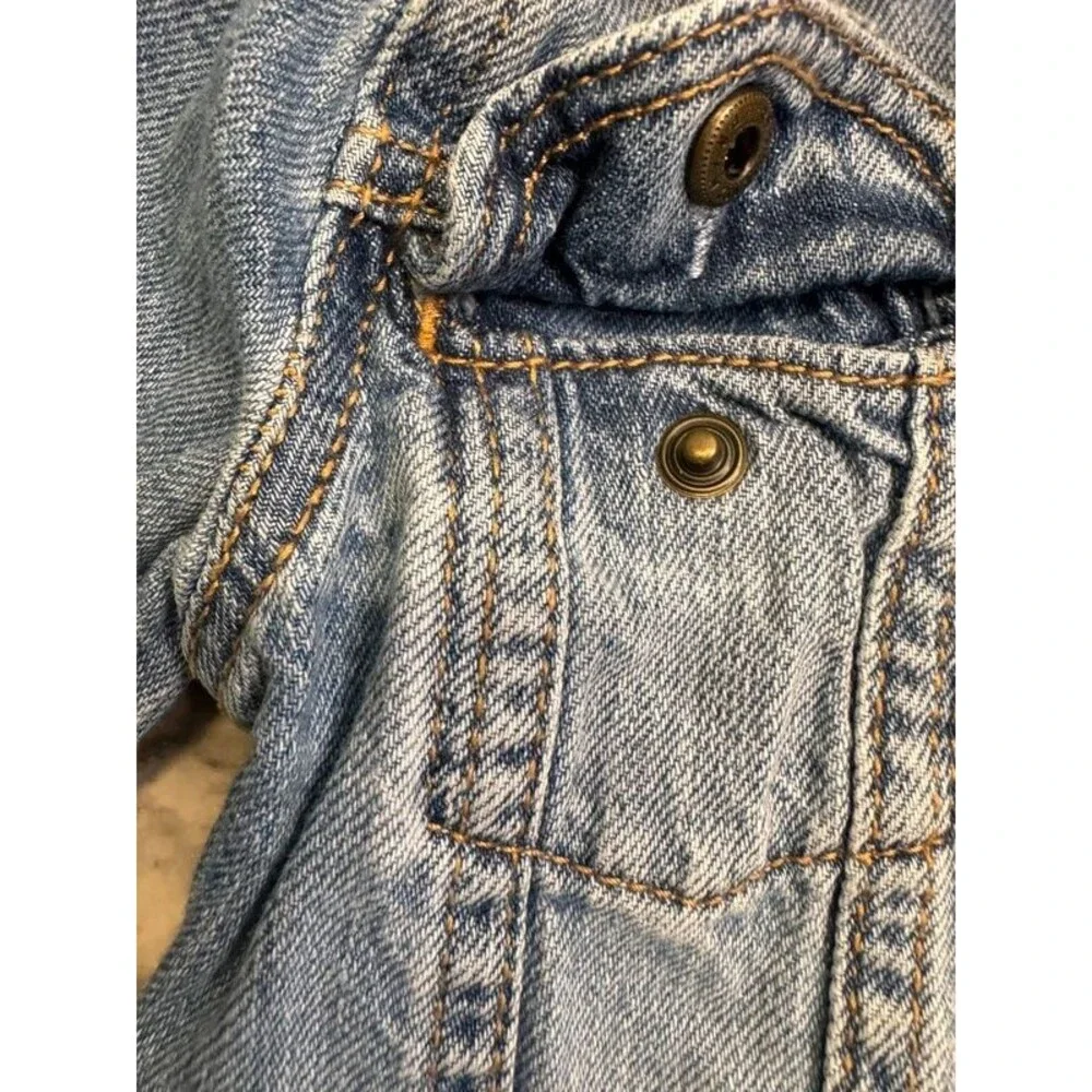 Gap Toddlers Unisex Distressed Snap Front Jean Jacket Blue Size 3T